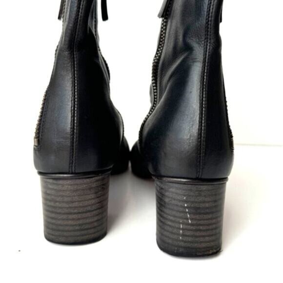 Chloé Black Leather Ankle Boots Size 9.5 With Side Zipper & Block Heel - COA - Picture 11 of 12